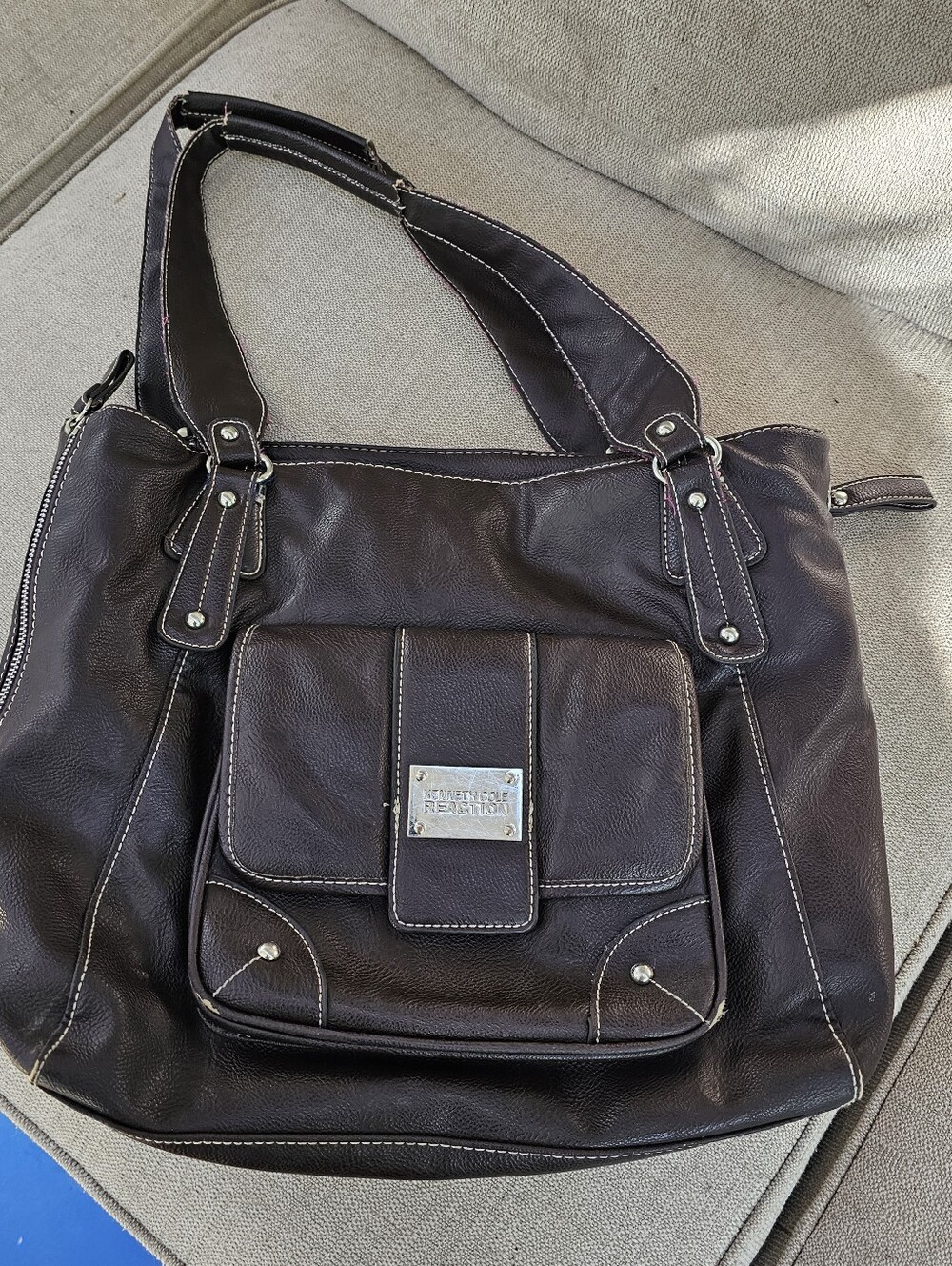 Kenneth Cole Reaction Dark Brown Shoulder Bag with Front Flap Pocket